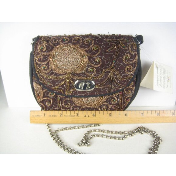 NEW World Finds Handmade Fair Trade Small Crossbody Sequin Purse Chain Strap Bag - Picture 7 of 16
